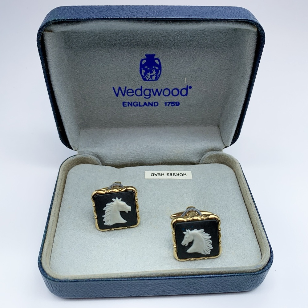 Wedgwood Black and White Horse Head Cufflinks